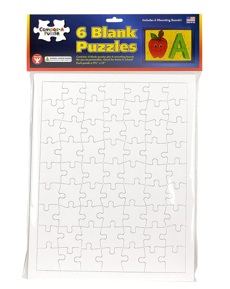 Hygloss 6 Blank Jigsaw Puzzles â€“ 9.5 x 12 Inch + Backing Card, 63 Pieces Each â€“ Hygloss DYI Party invites, Perfect for Decorating, Arts & Crafts or Party Favors - Puzzle Pieces to Draw On for Crafts - Image 5